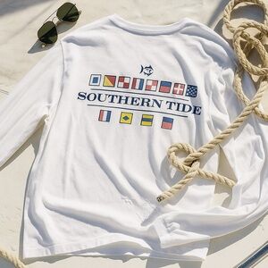 Southern Tide | Long-Sleeved White Tee | Medium